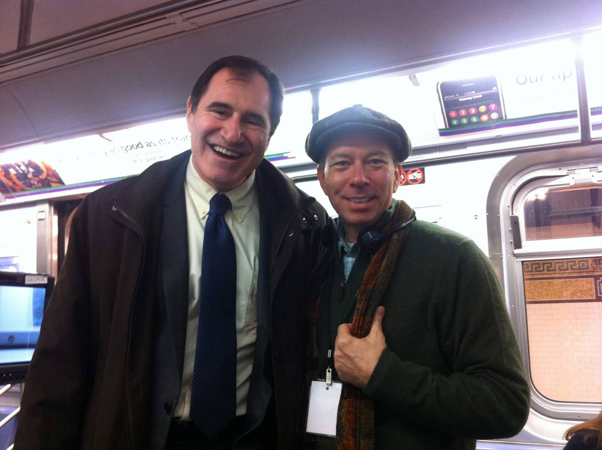 With guest star Richard Kind in a subway