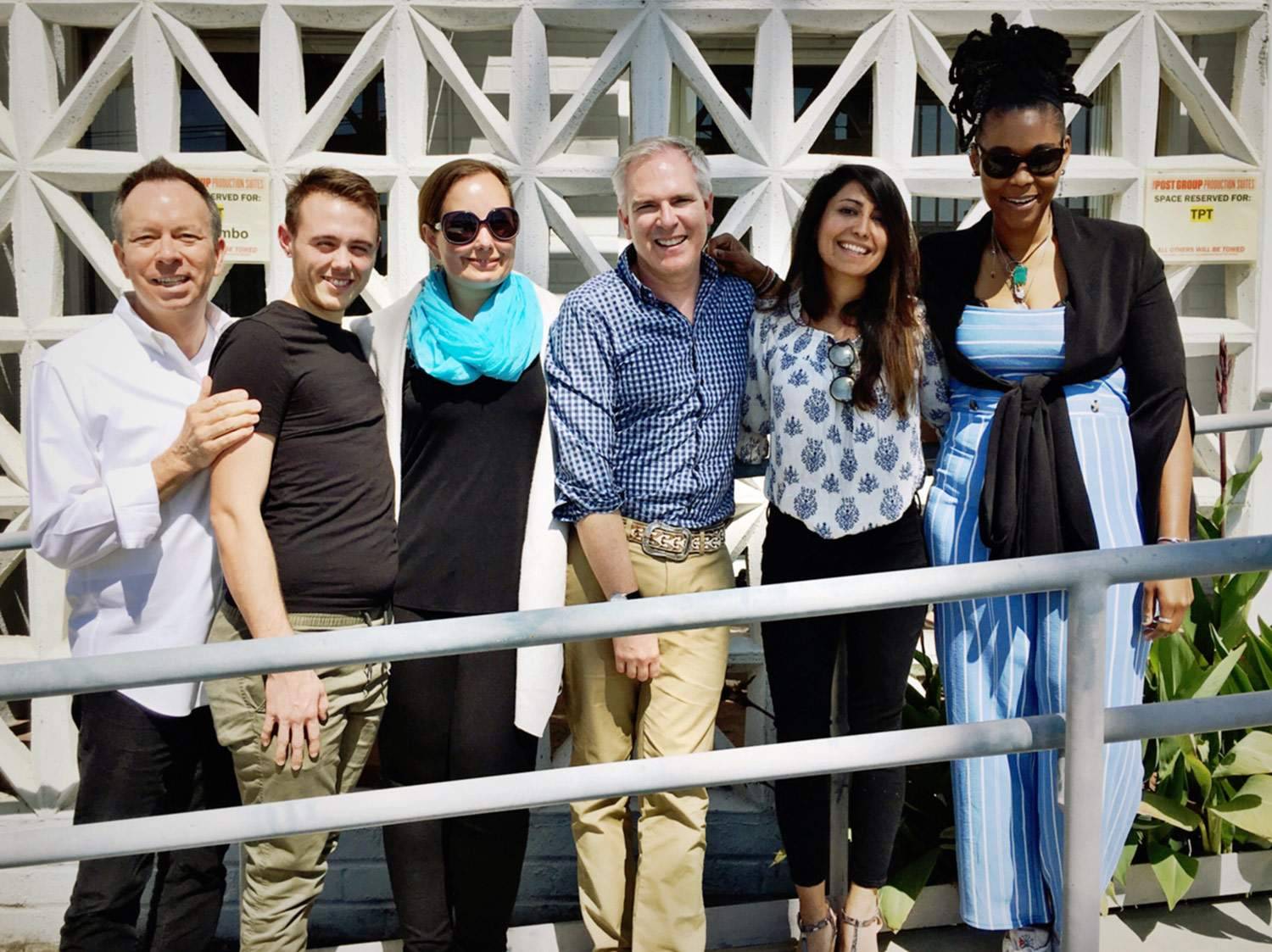 The TPT writing staff: David, Nate Gulatieri, Aiyana White, Michael MacLennan (creator, EP), Stuti Malhotra, Azia Squire