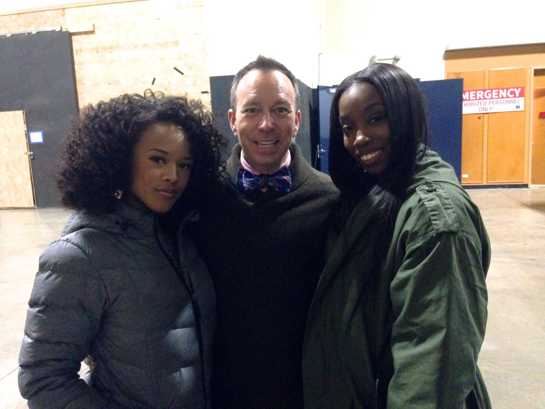 On the set with Serayah and Estelle.